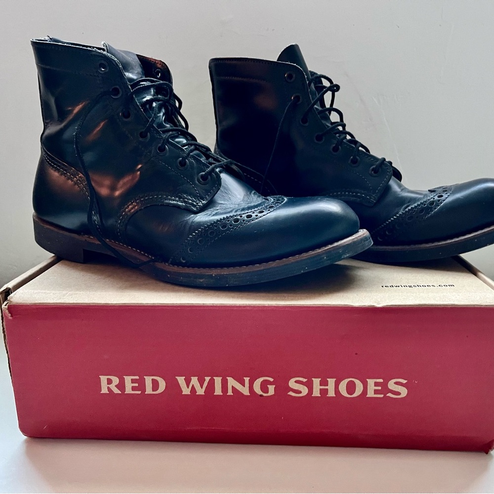 Red Wing Shoes⚡️Men's Black Leather Brogue Boots⚡️Vintage